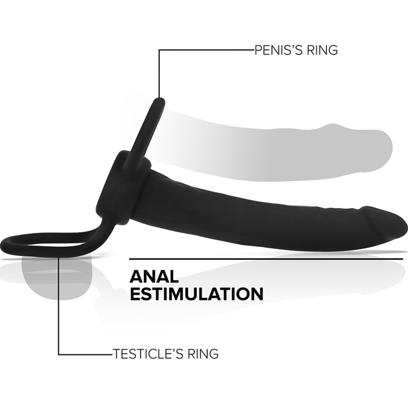 MYTHOLOGY - COBI ONYX ANALNY DILDO Z PIERŚCIENIEM NA PENISA I JĄDRA 13 CM SILIKON