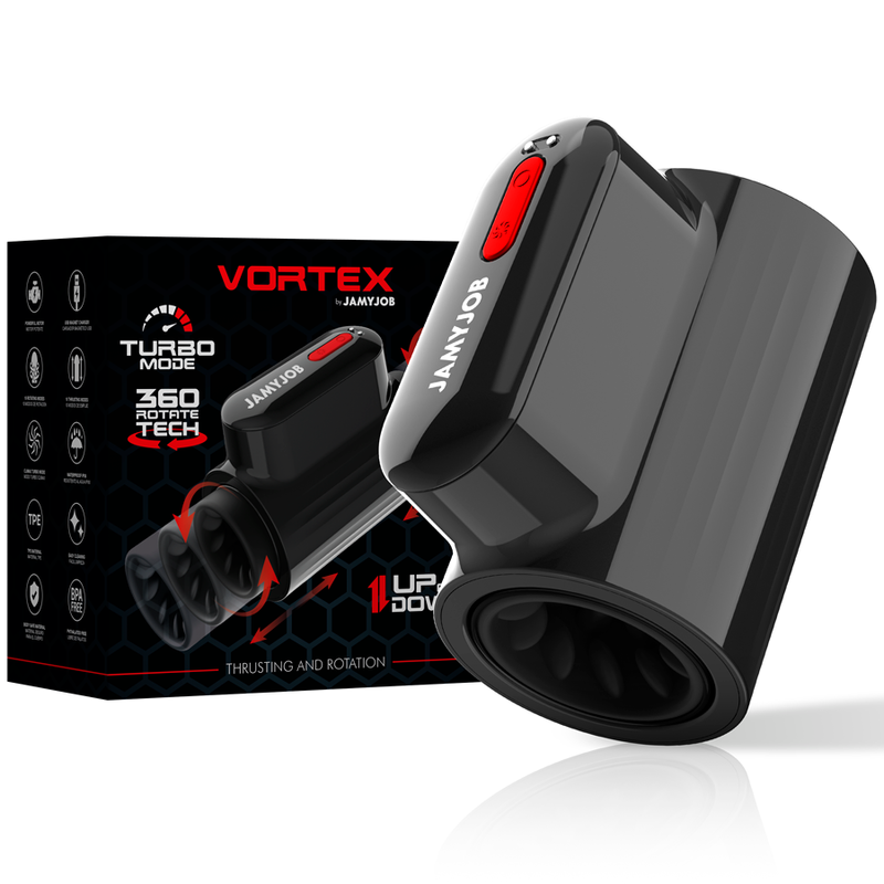 JAMYJOB - WIBRATOR Z TECHNOLOGIĄ VORTEX THRUSTING I OBROTEM 360 W TRYBIE TURBO