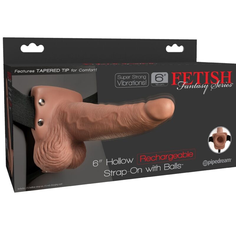 SERIA FETISH FANTASY – REGULOWANA UPRZĄŻ Z REALISTYCZNYM PENISEM Z ŁADOWALNYMI JĄDRAMI I WIBRATOREM 15 CM