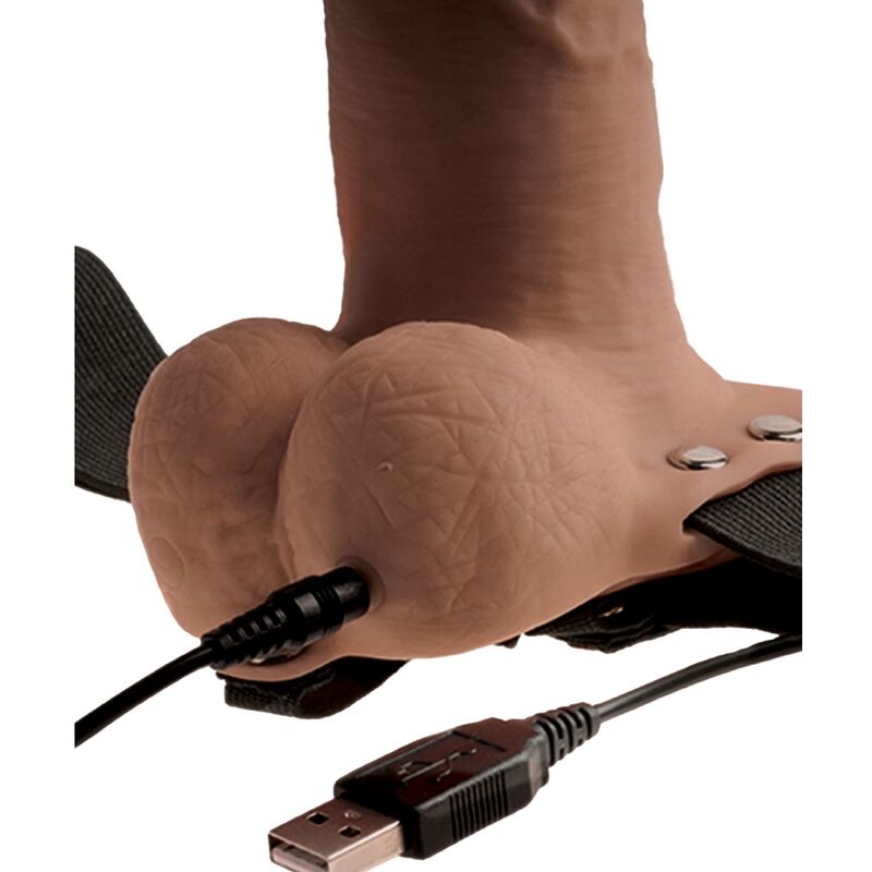 SERIA FETISH FANTASY – REGULOWANA UPRZĄŻ Z REALISTYCZNYM PENISEM Z ŁADOWALNYMI JĄDRAMI I WIBRATOREM 15 CM