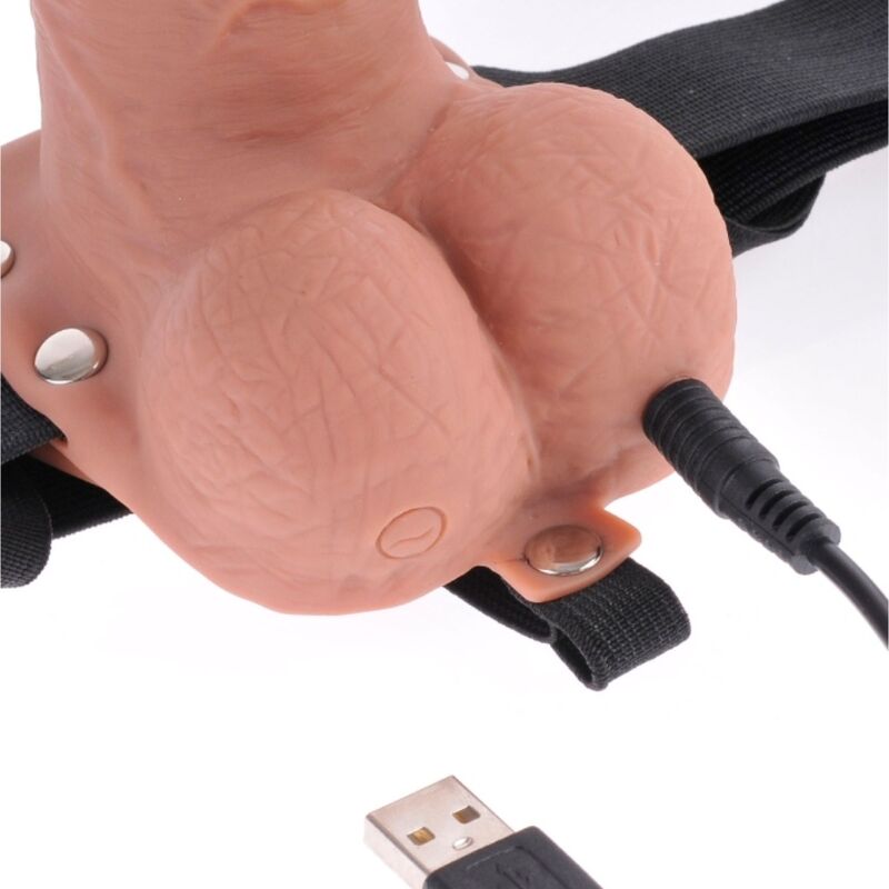 SERIA FETISH FANTASY – REGULOWANE SZELKI REALISTYCZNY PENIS Z JAJAMI AKUMULATOROWY I WIBRATOR 17,8 CM