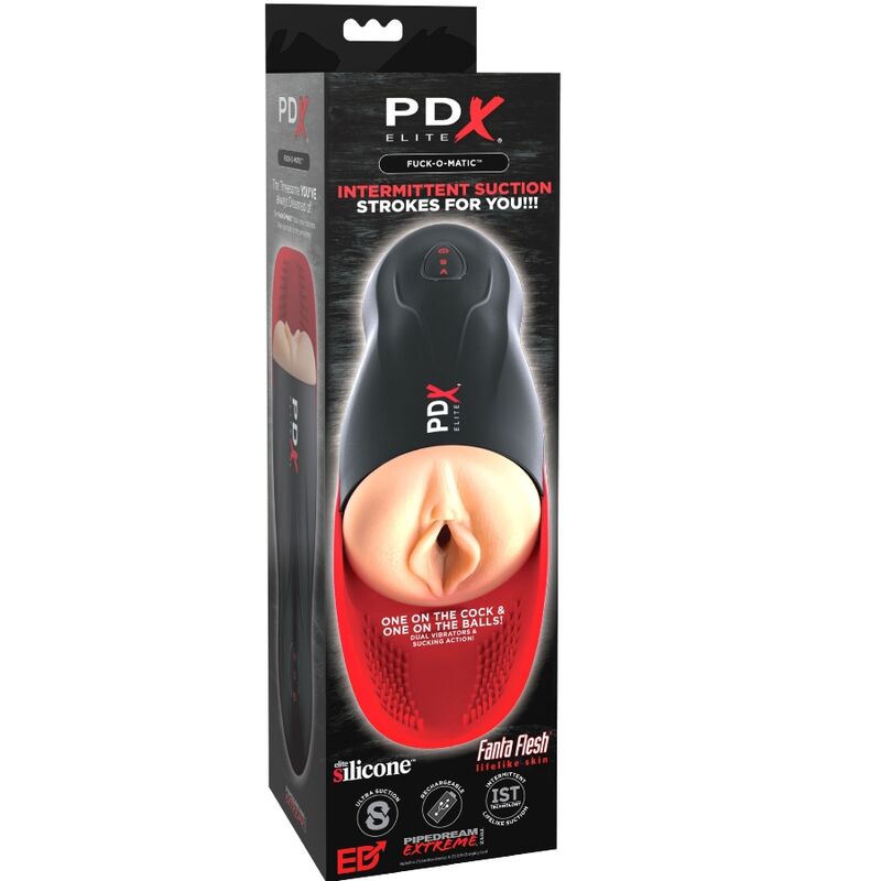PDX ELITE - STROKER FUCK-O-MATIC WAGINA PODWÓJNA WIBRACJA PENIS I JĄDRA