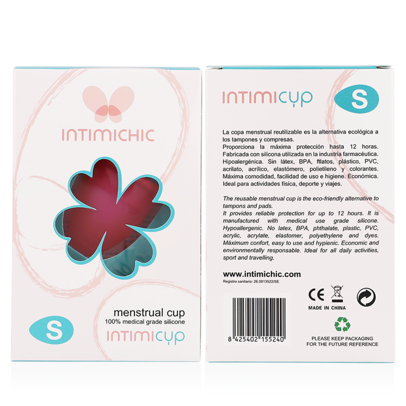 INTIMICHIC - KUBECZEK MENSTRUACYJNY Z SILIKONU MEDYCZNEGO - ROZMIAR S