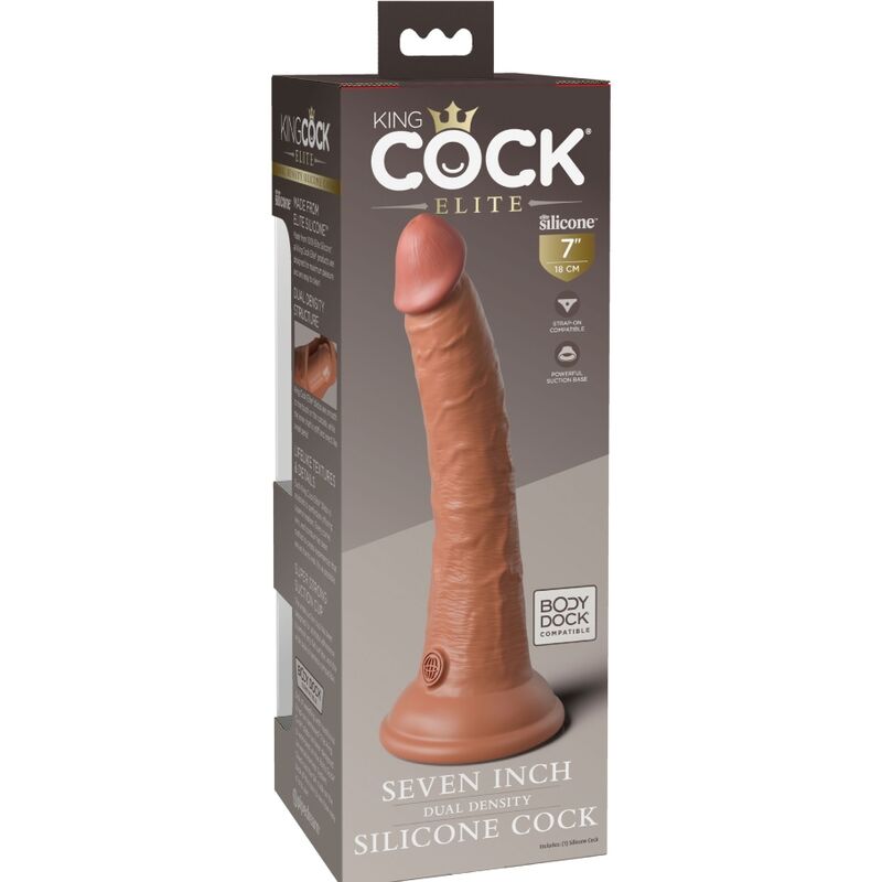 KING COCK - ELITARNE REALISTYCZNE SILIKONOWE DILDO 17,8 CM KARMELOWE