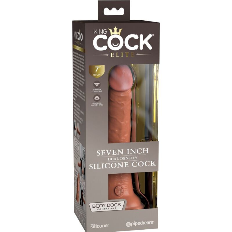 KING COCK - ELITARNE REALISTYCZNE SILIKONOWE DILDO 17,8 CM KARMELOWE