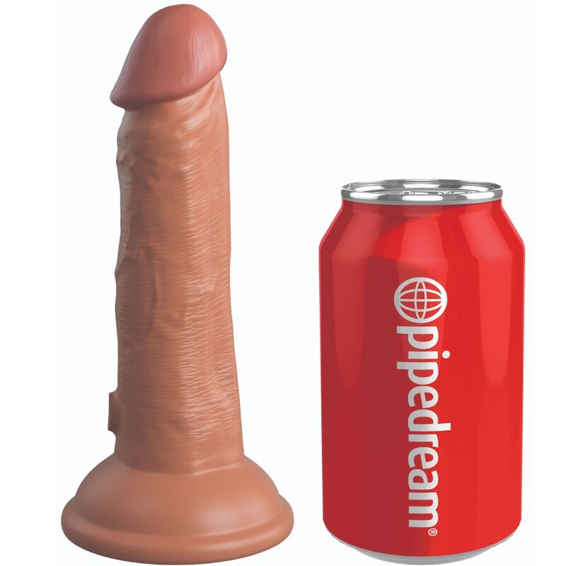 KING COCK - ELITARNY REALISTYCZNY DILDO WIBRUJĄCY I SILIKONOWY 15,2 CM KARMELOWY