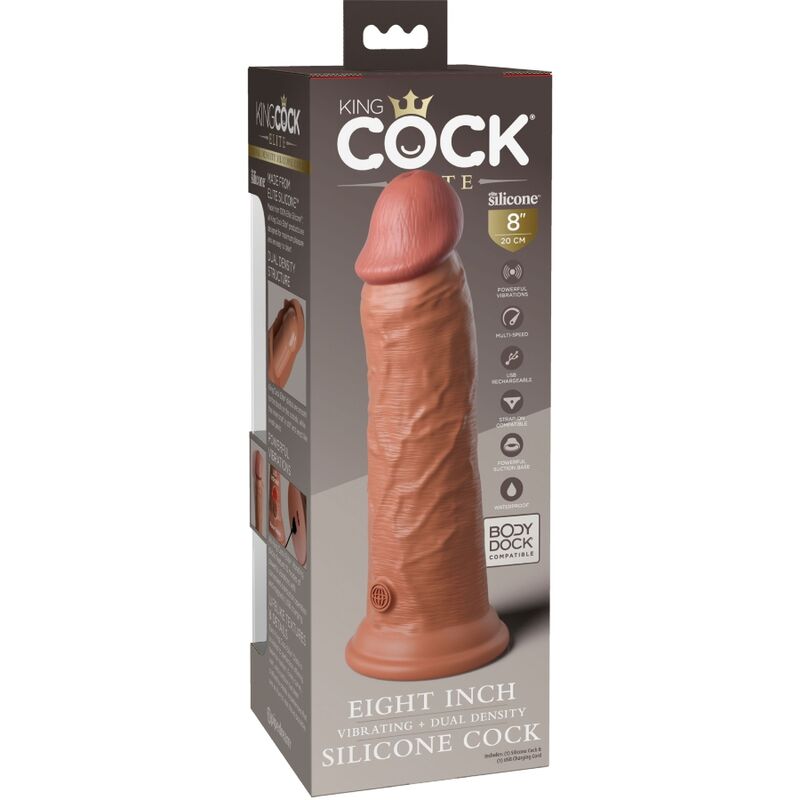 KING COCK - ELITARNE REALISTYCZNE WIBRUJĄCE DILDO SILIKONOWE 20,3 CM karmelowe