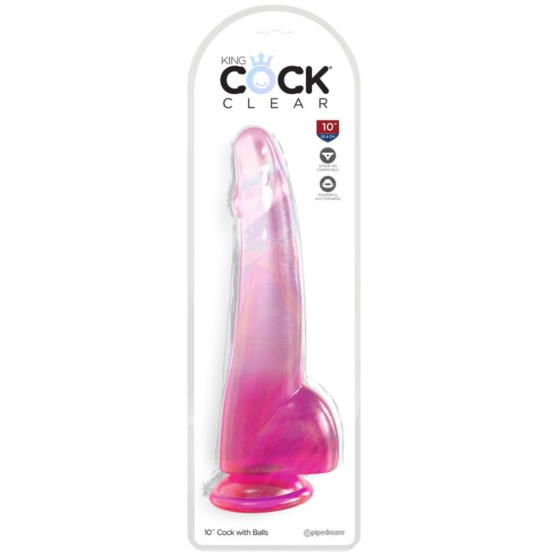 KING COCK - PRZEZROCZYSTE DILDO Z JĄDRAMI 19 CM RÓŻOWE