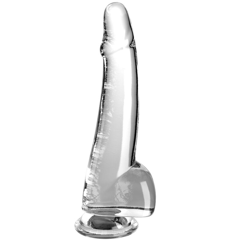 KRÓL KUTAS - PRZEZROCZYSTE DILDO Z JĄDRAMI 19 CM PRZEZROCZYSTY