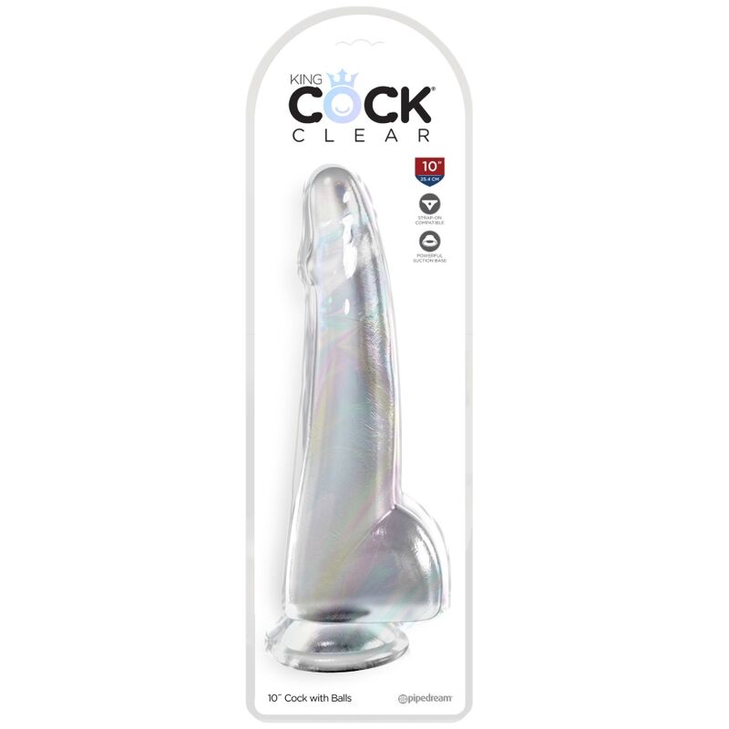 KRÓL KUTAS - PRZEZROCZYSTE DILDO Z JĄDRAMI 19 CM PRZEZROCZYSTY