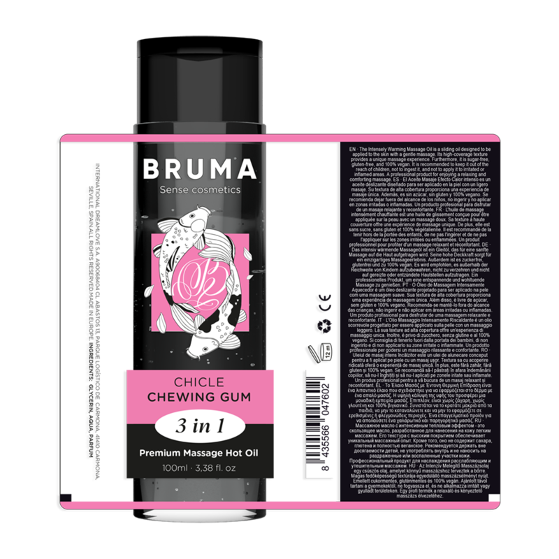 BRUMA - PREMIUM OLEJEK DO MASAŻU ROZGRZEWAJĄCY GUMA DO ŻUCIA 3 W 1 - 100 ML