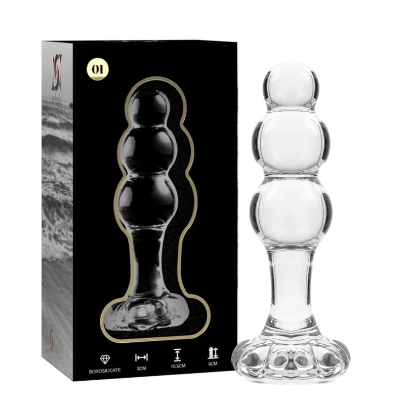 SERIA NEBULA BY IBIZA - MODEL 1 KOREK ANALNY ZE SZKŁA BOROKRZEMOWEGO PRZEZROCZYSTY 10.5 CM -O- 3 CM