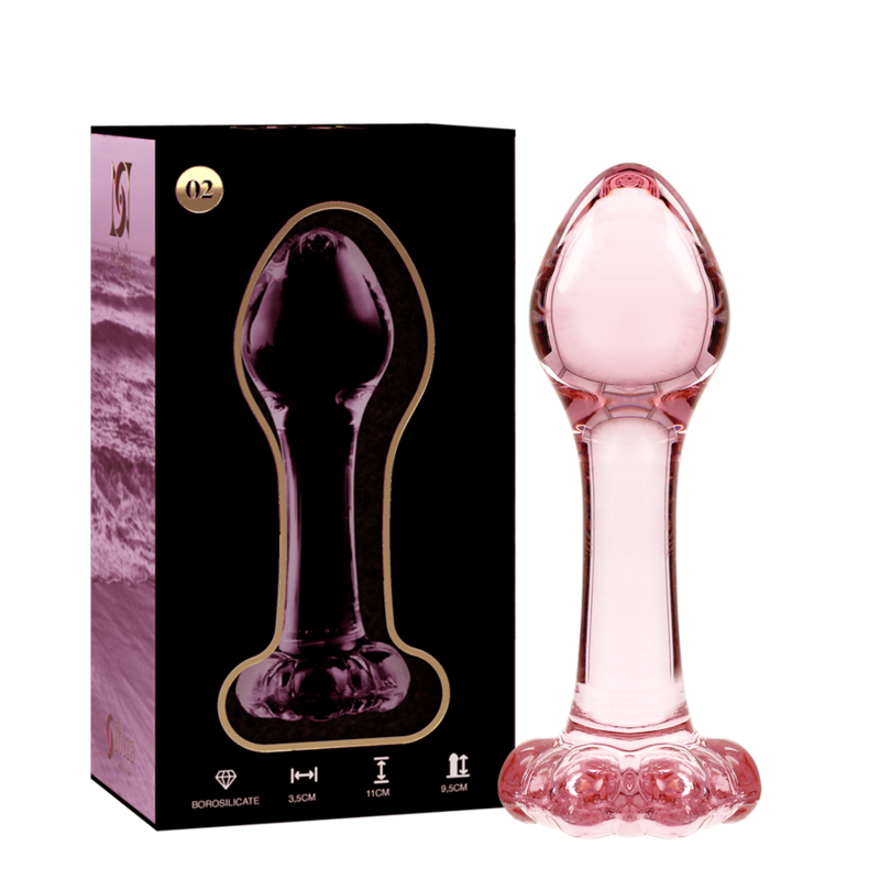 SERIA NEBULA OD IBIZA - MODEL 2 KOREK ANALNY ZE SZKŁA BOROKRZEMIANOWEGO RÓŻOWY 11 CM -O- 3.5 CM