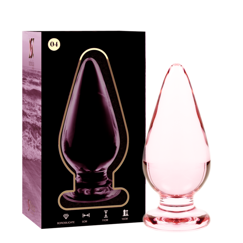 SERIA NEBULA OD IBIZA - MODEL 4 KOREK ANALNY ZE SZKŁA BOROKRZEMOWEGO RÓŻOWY 11 CM -O- 5 CM