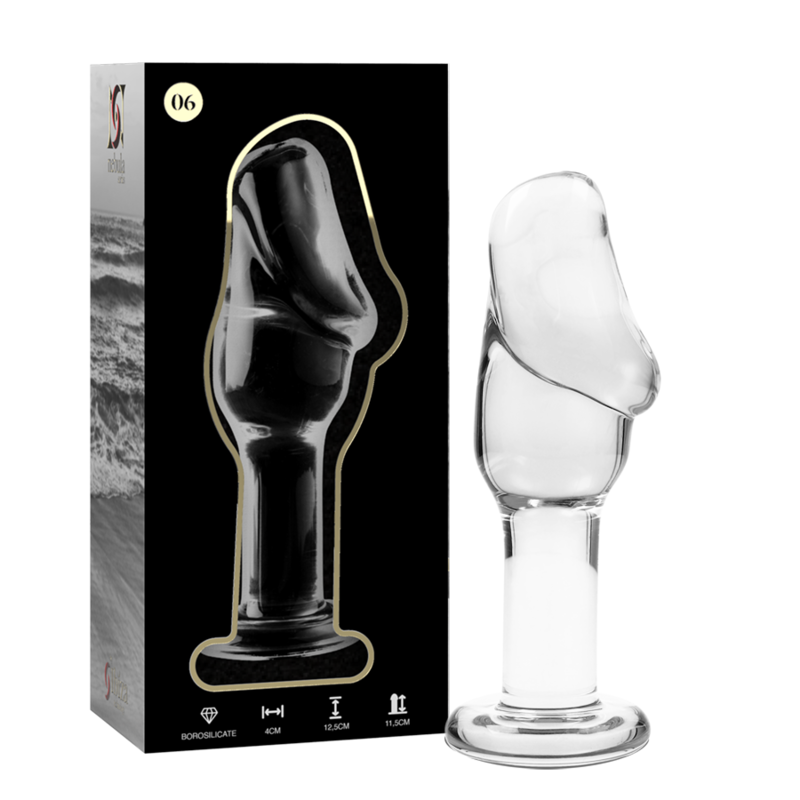 SERIA NEBULA BY IBIZA - MODEL 6 SZKLANY KOREK ANALNY ZE SZKŁA BOROKRZEMOWEGO BEZBARWNY 12,5 CM -O- 4 CM