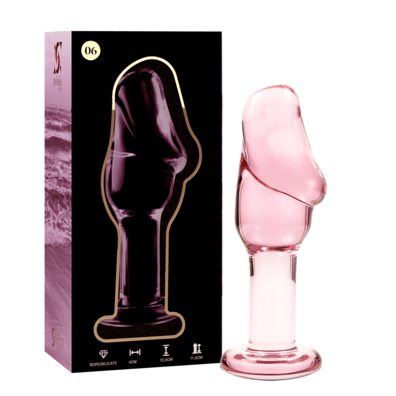 SERIA NEBULA BY IBIZA - KOREK ANALNY MODEL 6 SZKŁO BOROKRZEMOWE RÓŻOWE 12,5 CM -O- 4 CM