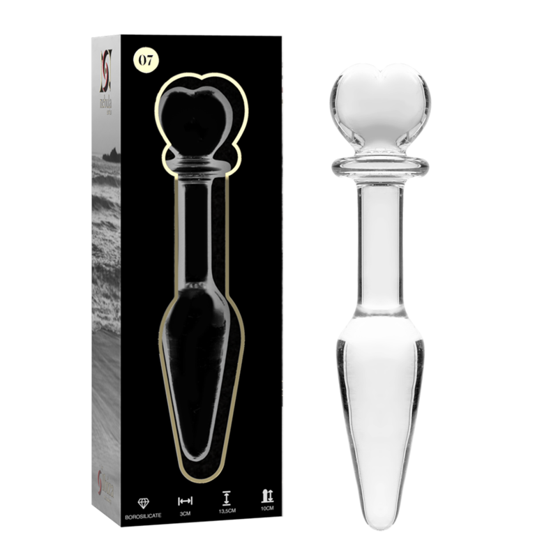SERIA NEBULA FIRMY IBIZA – KOREK ANALNY MODEL 7 ZE SZKŁA BOROKRZEMOWEGO, PRZEZROCZYSTY 13,5 CM -O- 3 CM