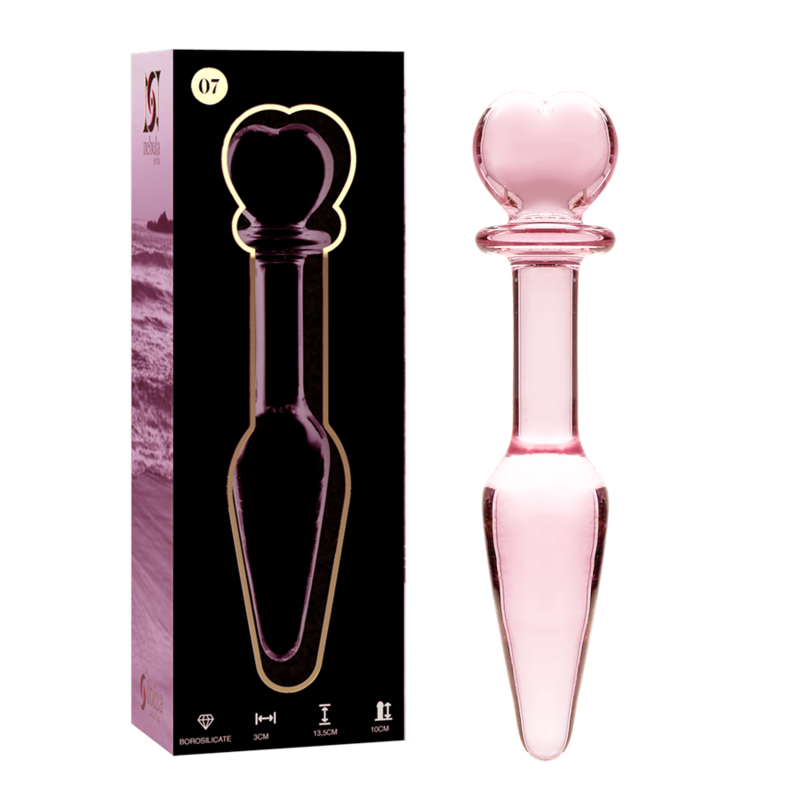 SERIA NEBULA FIRMY IBIZA - KOREK ANALNY MODEL 7 ZE SZKŁA BOROKRZEMIANOWEGO RÓŻOWY 13,5 CM -O- 3 CM