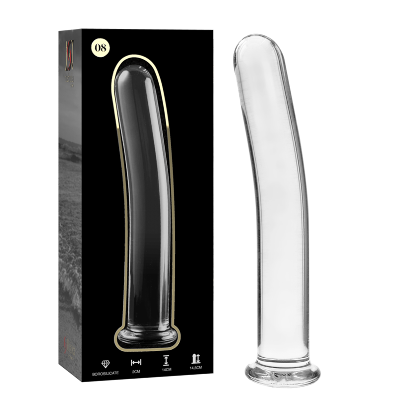 SERIA NEBULA FIRMY IBIZA - SZKLANY DILDO MODEL 8 ZE SZKŁA BOROKRZEMIANOWEGO PRZEZROCZYSTY 14,5 CM -O- 2 CM