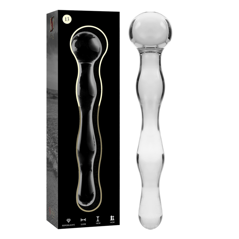 SERIA NEBULA BY IBIZA - MODEL 13 DILDO SZKŁO BOROKRZEMIANOWE PRZEŹROCZYSTE 18 CM -O- 3.5 CM