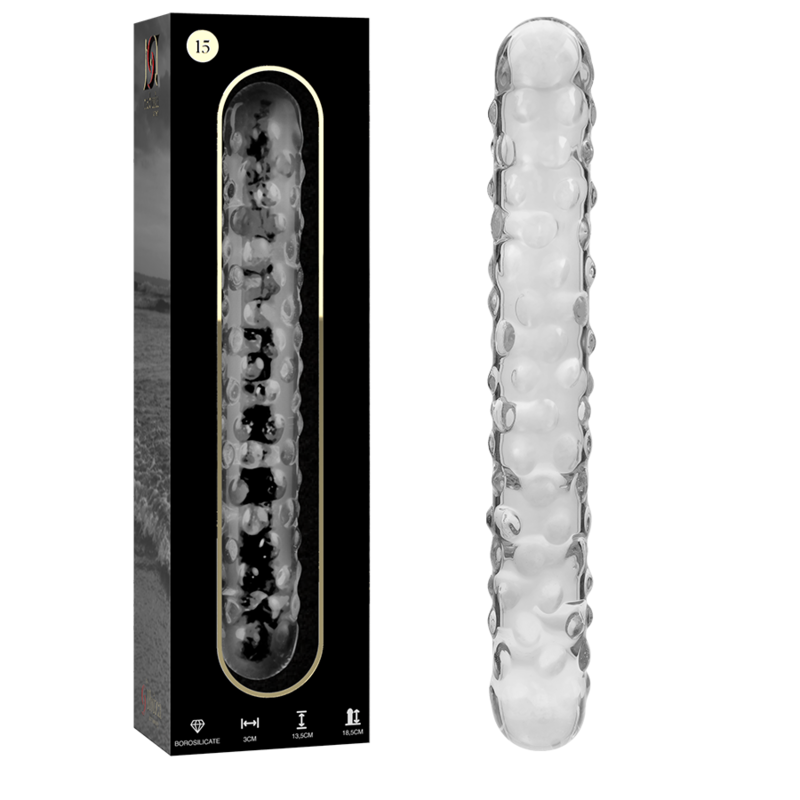 SERIA NEBULA BY IBIZA - MODEL 15 DILDO SZKŁO BOROKRZEMOWE PRZEŹROCZYSTE 18,5 CM -O- 3 CM