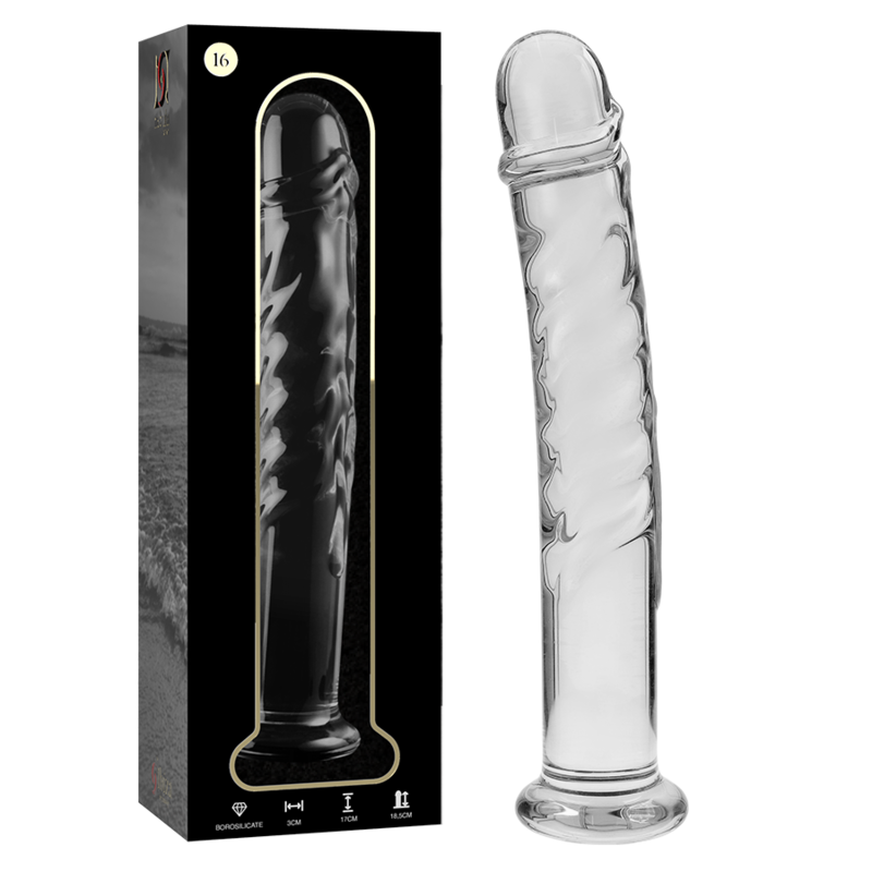 SERIA NEBULA BY IBIZA - MODEL 16 DILDO SZKŁO BOROKRZEMOWE PRZEŹROCZYSTE 18,5 CM -O- 3 CM