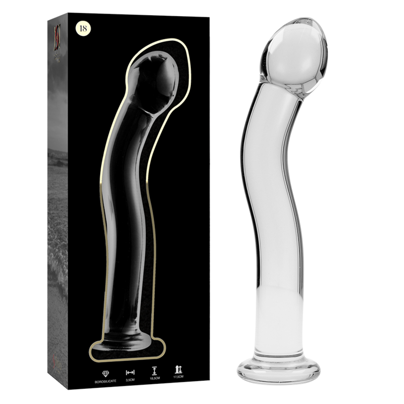 NEBULA SERIES BY IBIZA - MODEL 18 DILDO SZKŁO BOROKRZEMOWE PRZEŹROCZYSTE 18,5 CM -O- 3,5 CM