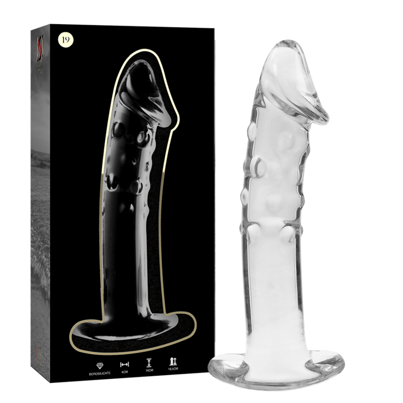 SERIA NEBULA BY IBIZA - MODEL 19 DILDO SZKŁO BOROKRZEMOWE PRZEŹROCZYSTE 18,5 CM -O- 4 CM