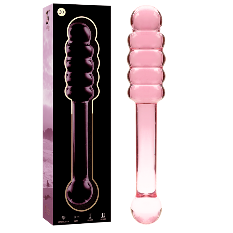 SERIA NEBULA BY IBIZA - DILDO MODEL 20 ZE SZKŁA BOROKRZEMIANOWEGO RÓŻOWE 20,5 CM -Ø- 3 CM