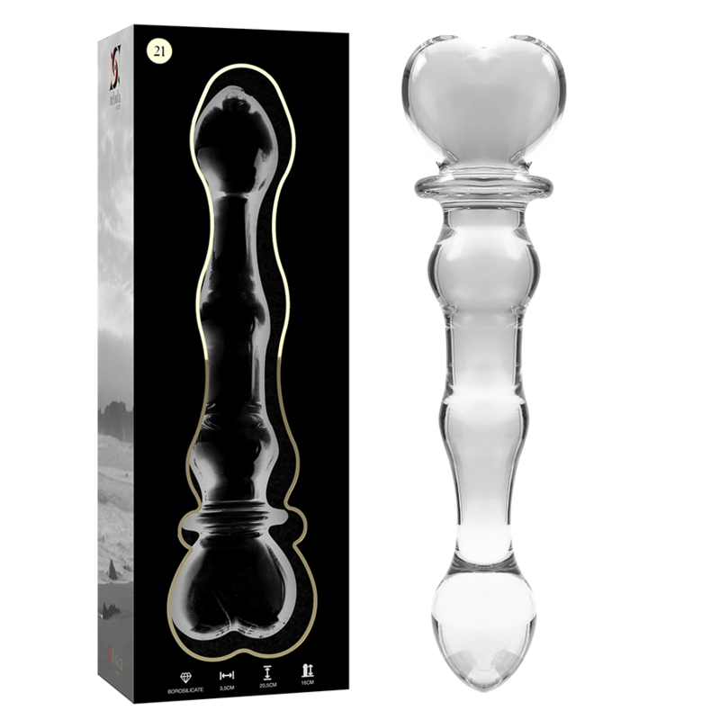 SERIA NEBULA FIRMY IBIZA - MODEL 21 DILDO ZE SZKŁA BOROKRZEMIANOWEGO PRZEŹROCZYSTE 20,5 CM -O- 3,5 CM