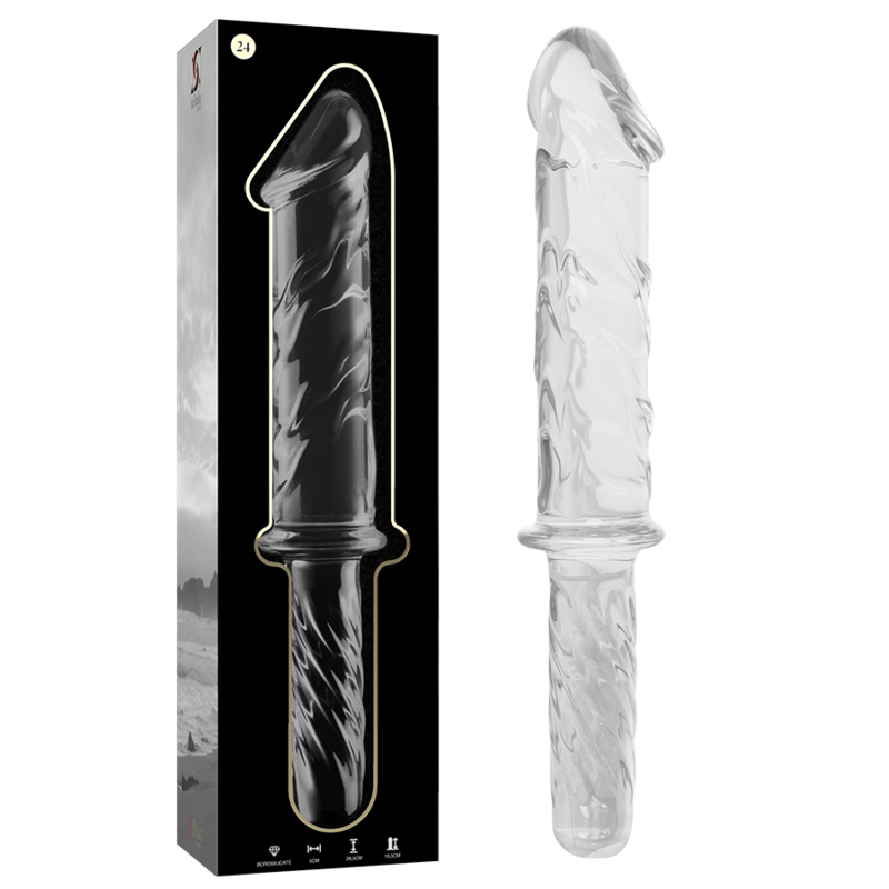 NEBULA SERIES BY IBIZA - MODEL 24 DILDO SZKŁO BOROKRZEMOWE PRZEŹROCZYSTE 28.5 CM -O- 5 CM