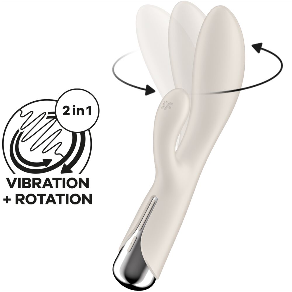 SATISFYER - WIBRUJĄCY KRÓLICZEK 1 STYMULATOR ŁECHTACZKI I PUNKTU G BEŻOWY
