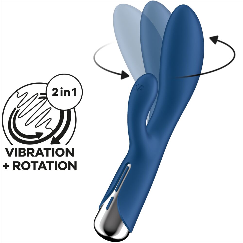 SATISFYER - WIBRATOR OBROTOWY KRÓLICZEK 1 STYMULACJA ŁECHTACZKI I PUNKTU G NIEBIESKI