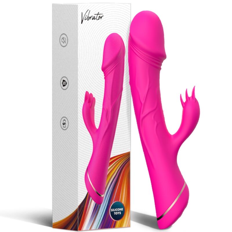ARMONY - WIBRATOR DILDO KRÓLICZEK SILIKONOWY FUKSJA