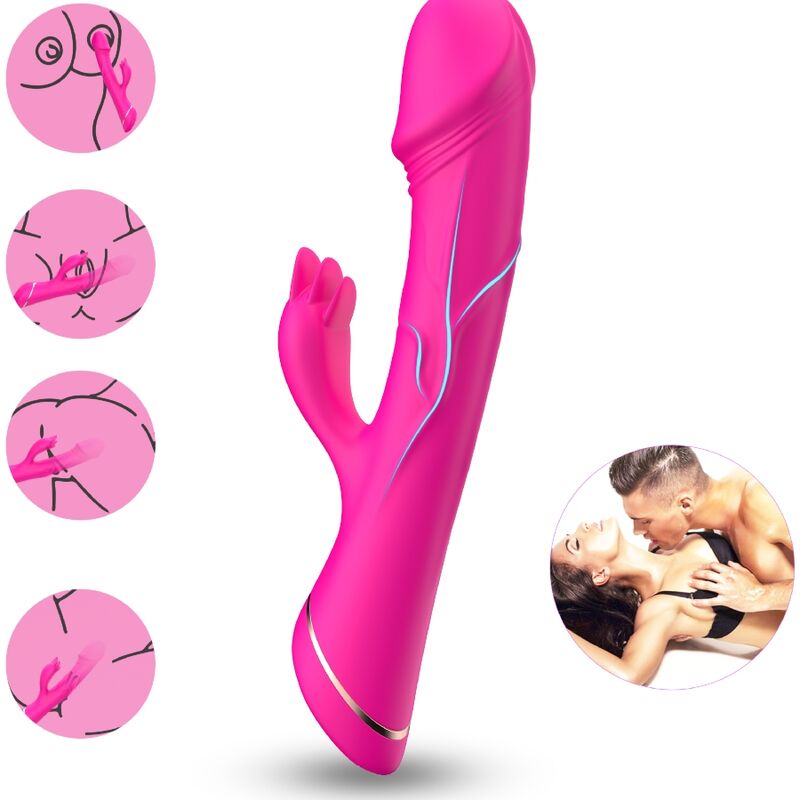 ARMONY - WIBRATOR DILDO KRÓLICZEK SILIKONOWY FUKSJA