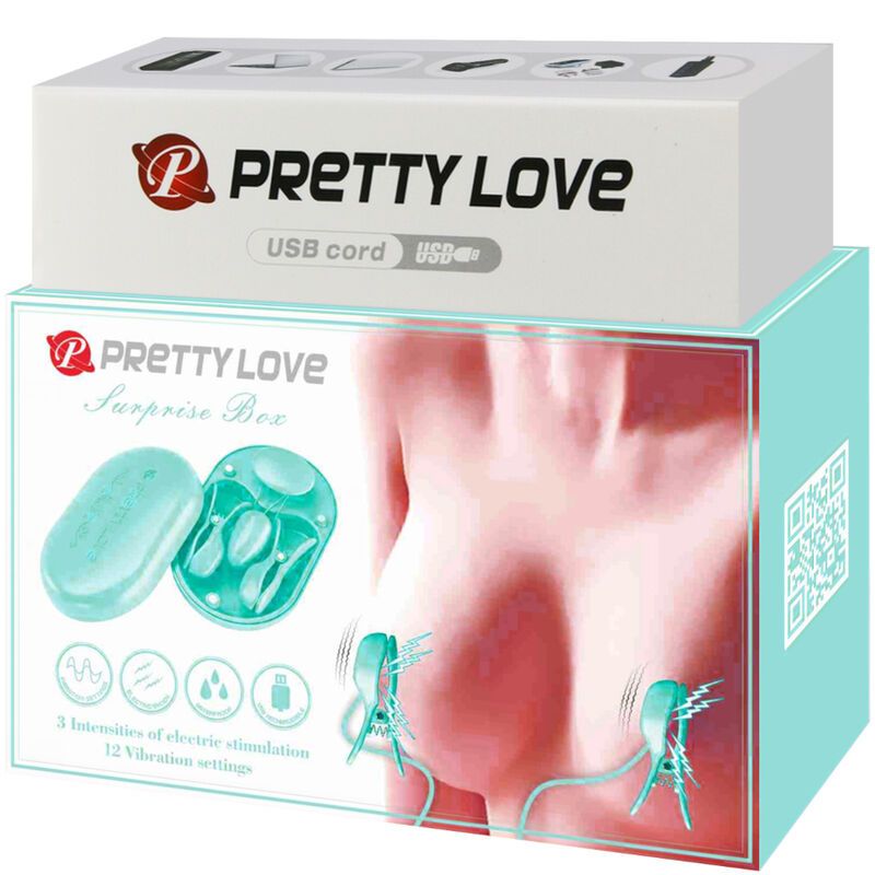PRETTY LOVE - PUDEŁKO NIESPODZIANKA NIEBIESKIE SZCZYPCE DO ELEKTROSTYMULACJI