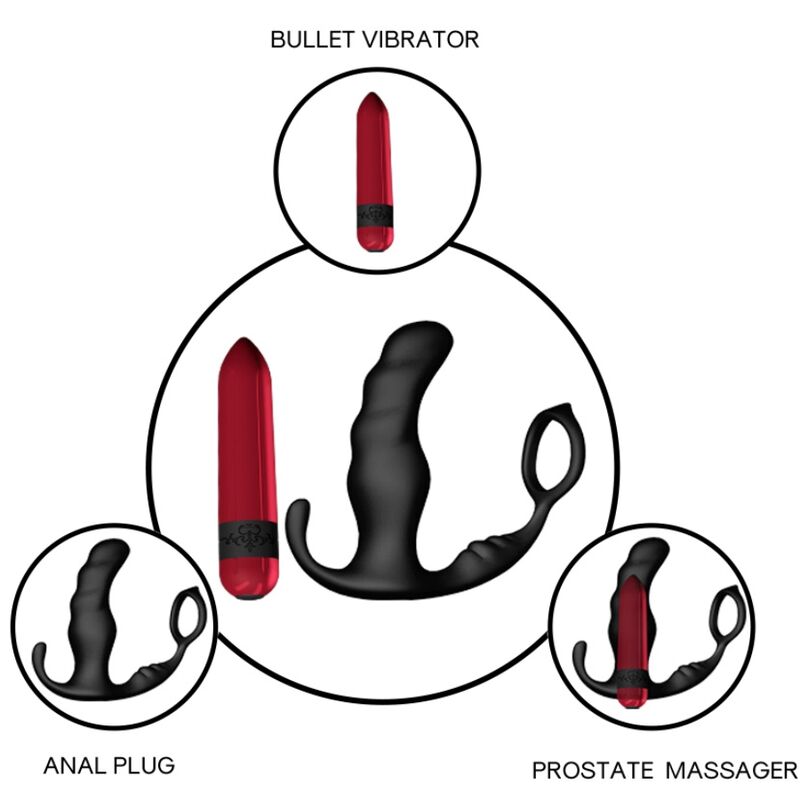 ARMONY - WIBRATOR ANALNY NA PROSTATĘ DLA MĘŻCZYZN I PIERŚCIEŃ Z PILOTEM CZARNY