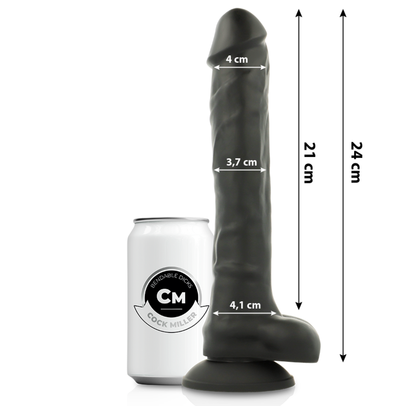 COCK MILLER - PENIS SILIKONOWY O REGULOWANEJ GĘSTOŚCI, CZARNY, 24 CM