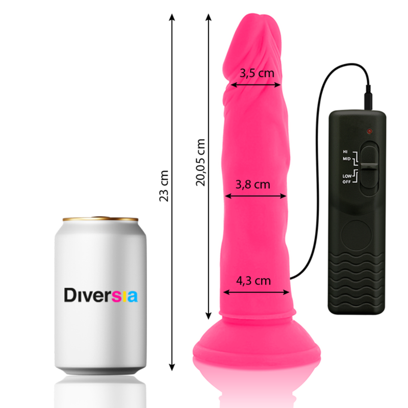 DIVERSIA - ELASTYCZNE WIBRUJĄCE DILDO RÓŻOWE 23 CM -O- 4.3 CM