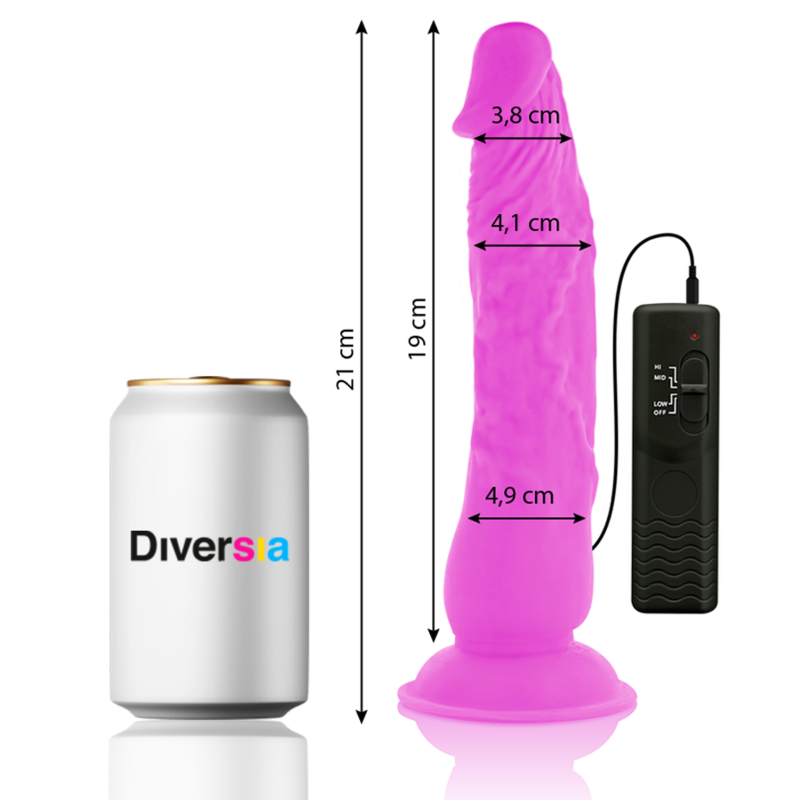 DIVERSIA - ELASTYCZNE WIBRUJĄCE DILDO FIOLETOWE 21 CM -O- 4.9 CM