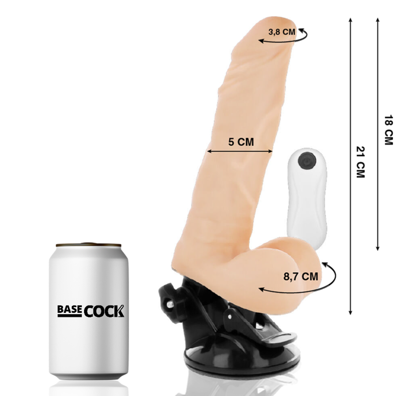 BASECOCK - REALISTYCZNY GIĘTKI DILDO Z PILOTEM 21 CM -O- 5 CM
