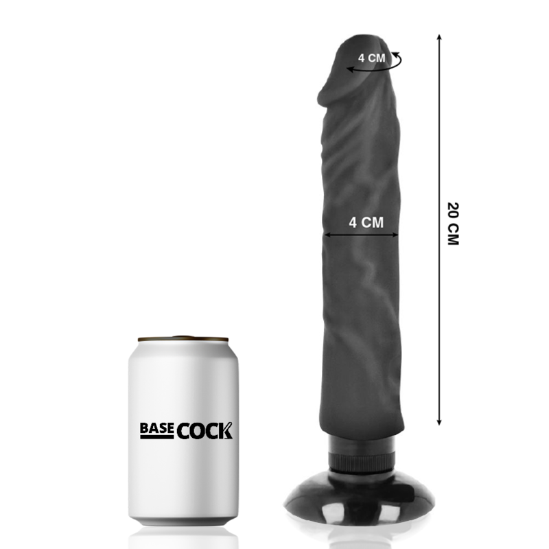 BASECOCK - REALISTYCZNY WIBRATOR 2-1 CZARNY 20 CM -O- 4 CM