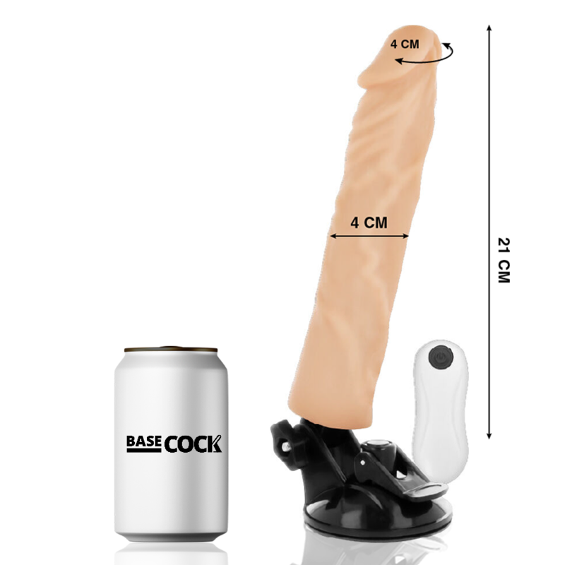 BASECOCK - REALISTYCZNY WIBRATOR STEROWANY NA ODLEGŁOŚĆ CIELEŚNISTY 21 CM -O- 4 CM