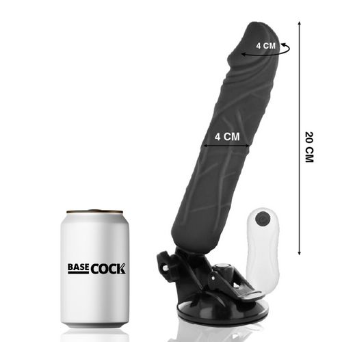 BASECOCK - REALISTYCZNY WIBRATOR Z PILOTEM CZARNY 20 CM -Ø- 4 CM