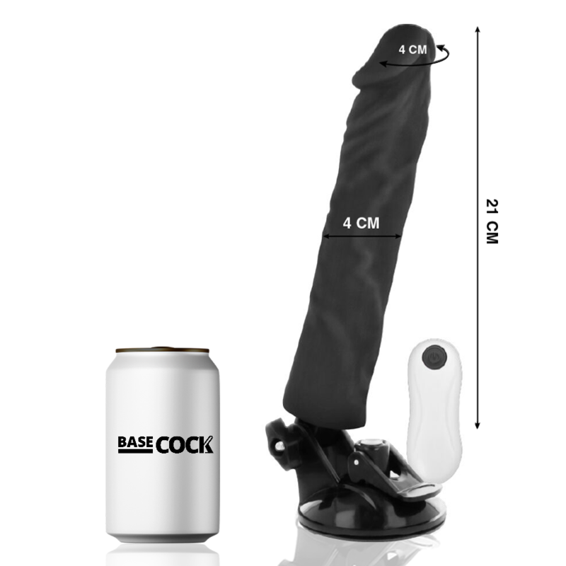 BASECOCK - REALISTYCZNY WIBRATOR Z PILOTEM CZARNY 21 CM -O- 4 CM
