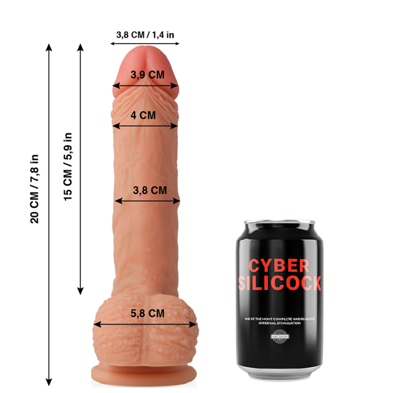 CYBER SILICOCK - FREEMAN ULTRA REALISTYCZNY MIĘKKI CIEKŁY SILIKON 20 CM -O- 3.8 CM