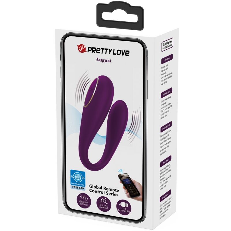 PRETTY LOVE - AUGUST ZDALNY GLOBALNY WIBRATOR PODWÓJNEJ PRZYJEMNOŚCI