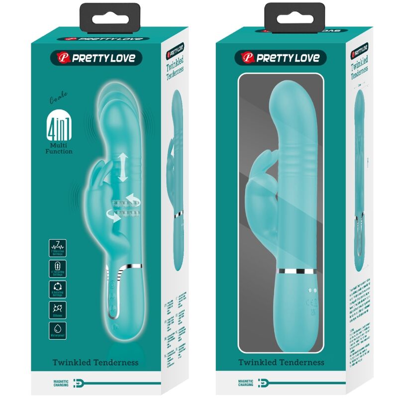 PRETTY LOVE - WIBRATOR COALE RABBIT PEARLS AQUA GREEN