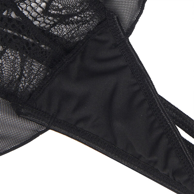 SUBBLIME - CZARNY KORONKOWY GORSET HALTER Z ODKRYTYMI PLECAMI L/XL