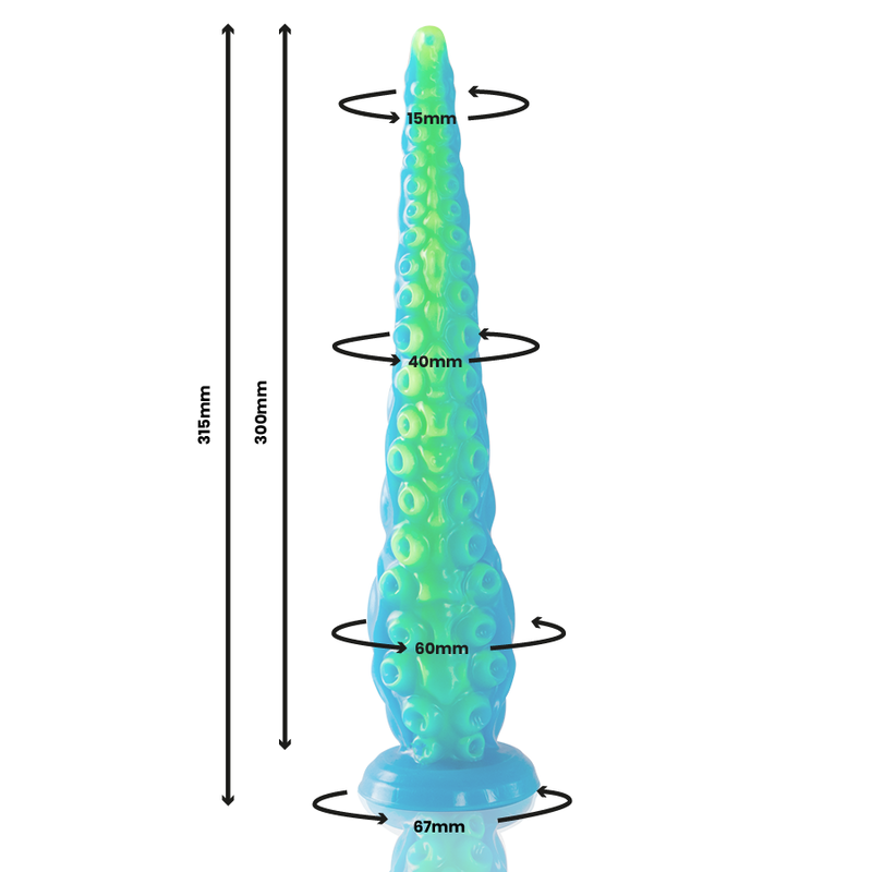 EPIC - SCYLLA FLUORESCENCYJNY CIENKI DILDO-MACKA DUŻY ROZMIAR